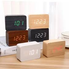 LED Wooden Digital Alarm Clock – Voice Control Table Clock