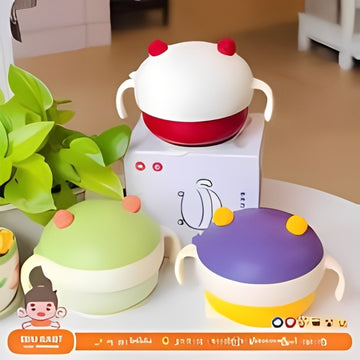 Cute Cartoon Baby Food Bowl with Dual Handles – Spill-Proof Design