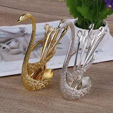 Swan Shaped Spoon Set Holder Stainless Steel