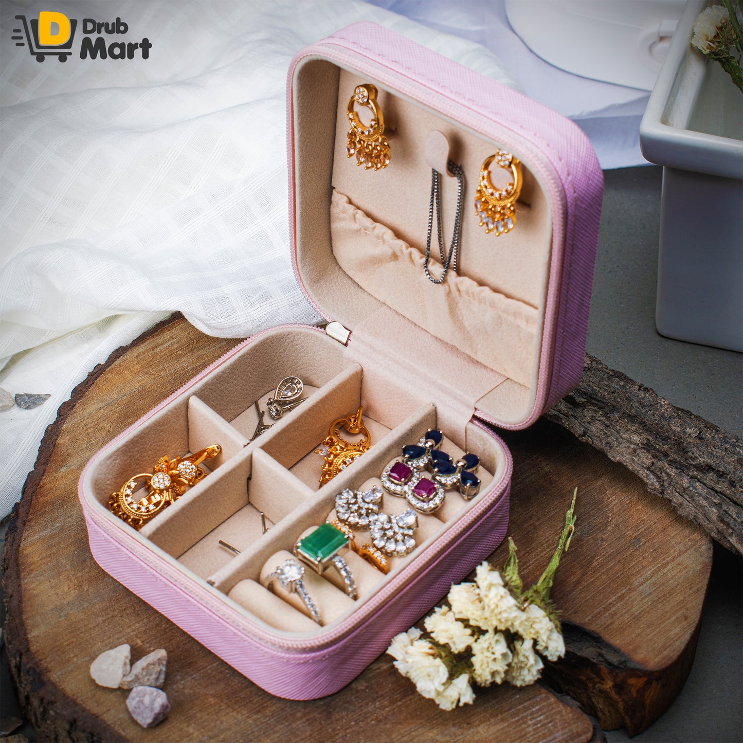 Pink Travel Jewellery Case