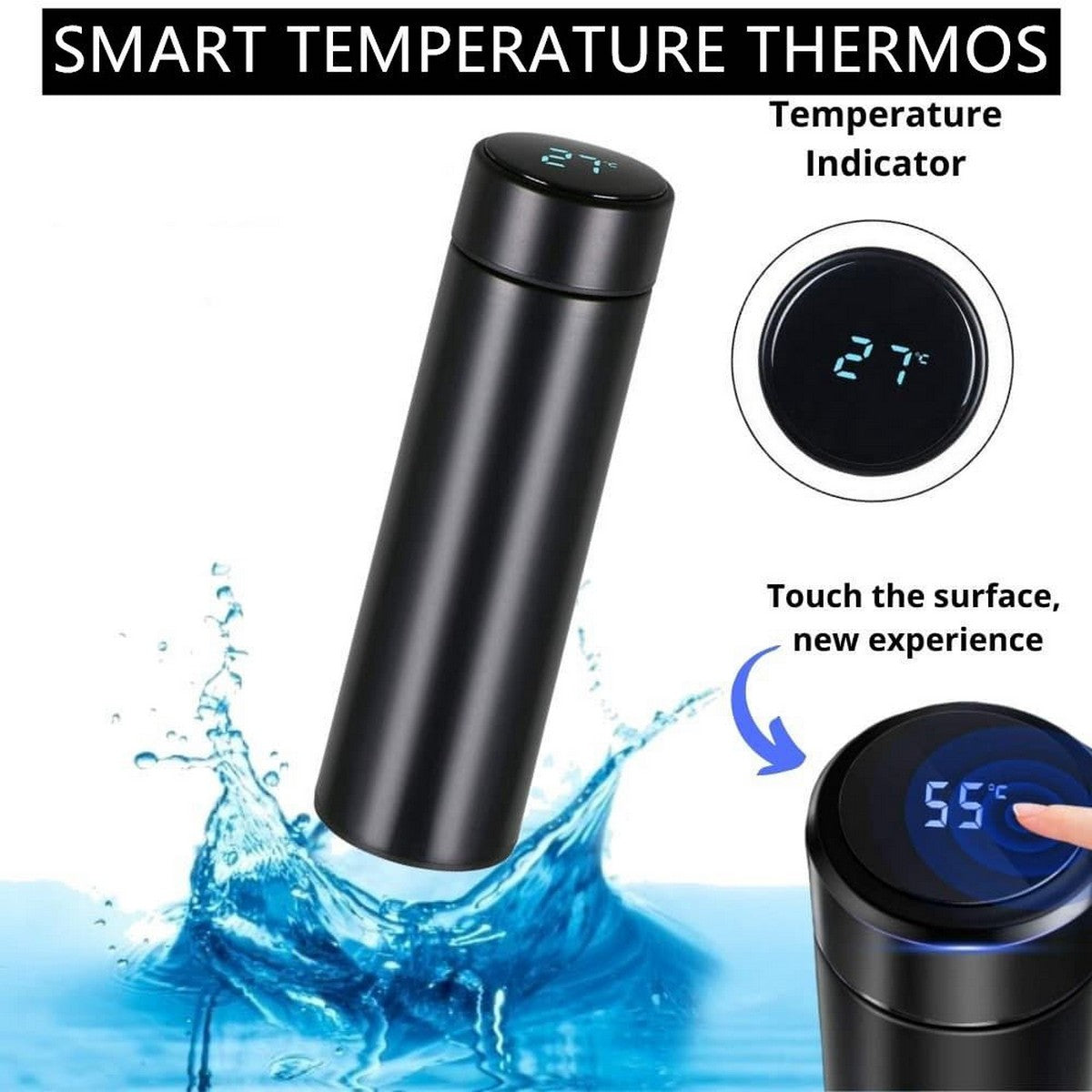 LED Smart Water Bottle | Digital Thermos 500ml With Temperature Display
