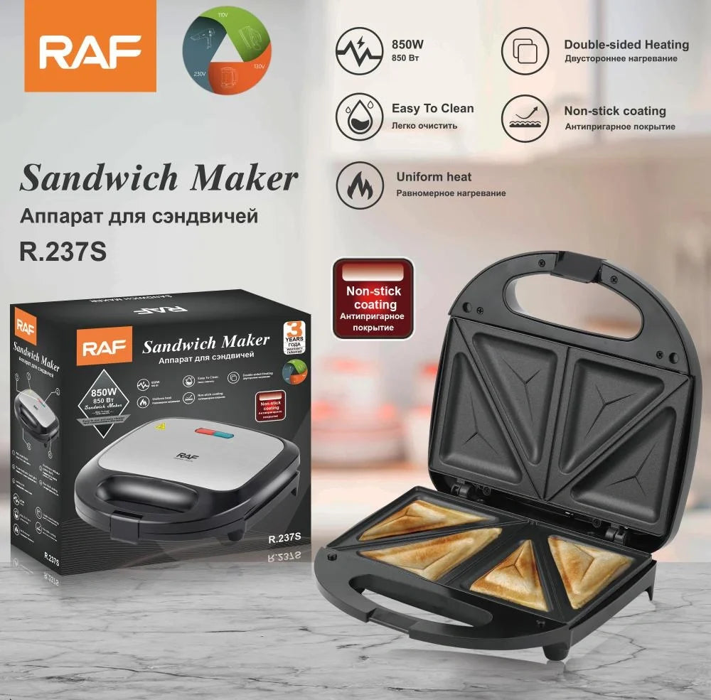 Sandwich Maker 4 Slice R.237S – Stainless Steel Top & Dual Heating – 850W