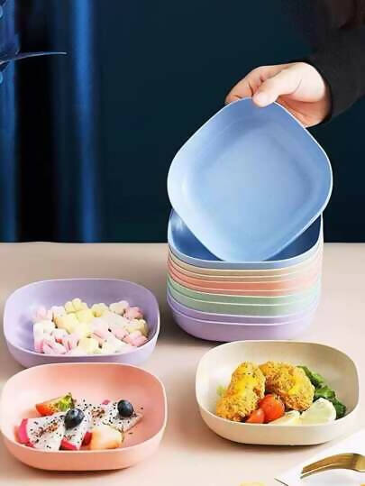 10-Piece Plastic Plates Set With Holder