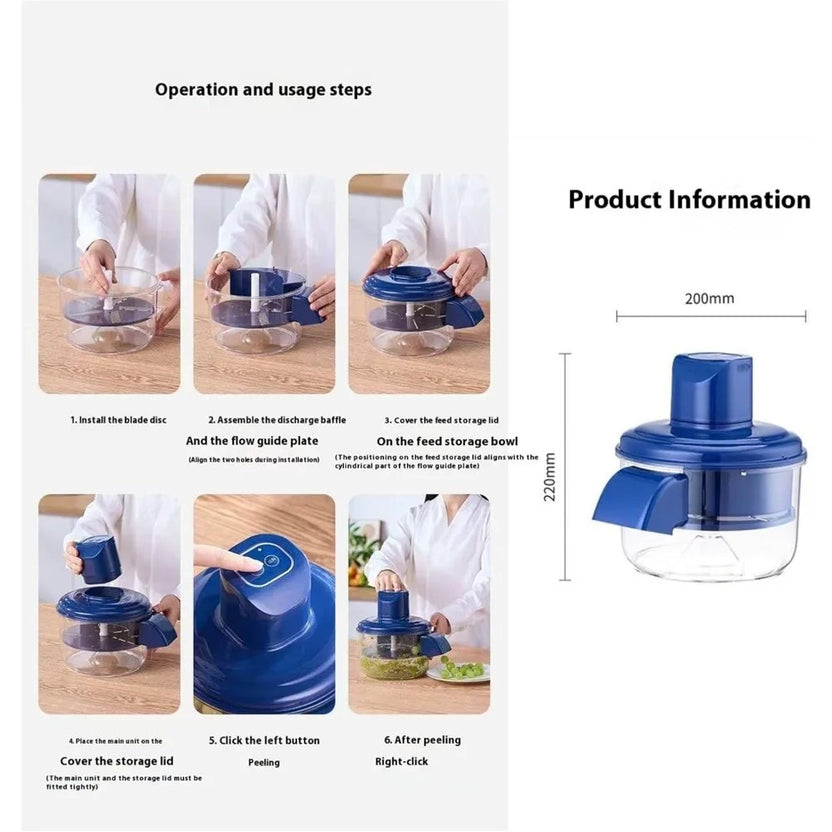 Rechargeable Electric Fruit & Vegetable Chopper – Cordless One-Touch Food Processor