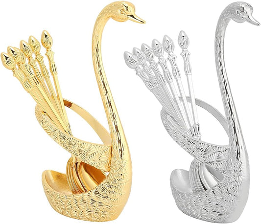 Swan Shaped Spoon Set Holder Stainless Steel