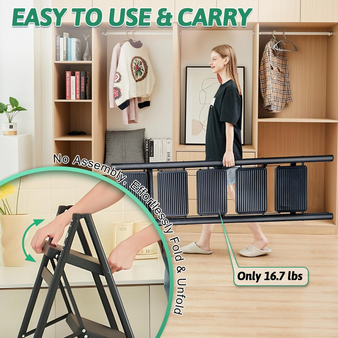 StepUp Max Heavy-Duty Foldable Ladder – 5-Step Non-Slip Multipurpose