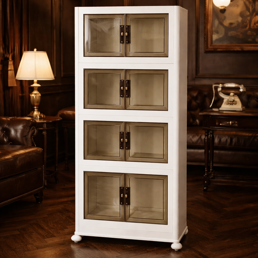 Modular Storage Cabinet with Transparent Doors | Stackable Organizer for Home, Office & Living Room