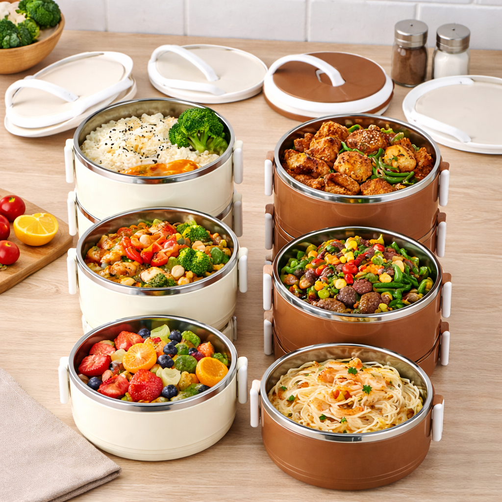 Portable Multi-Layer Lunch Box with Cutlery – Leakproof Food Container