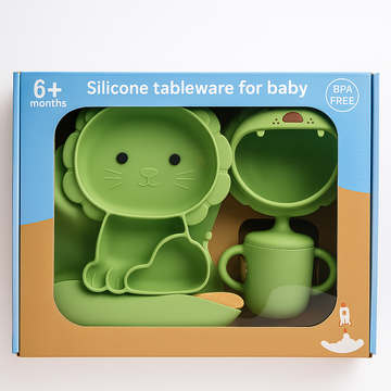 Baby Silicone Tableware Set (6+ Months) – BPA-Free Feeding Plate, Bowl & Cup