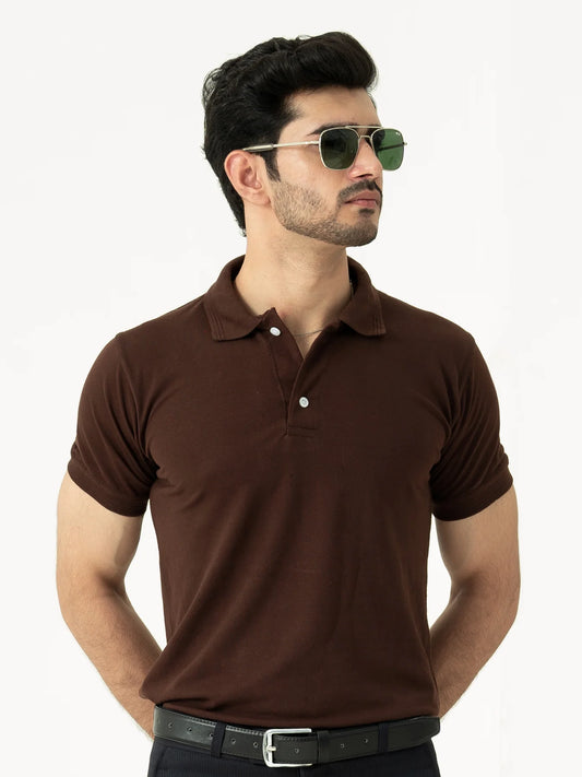 Basic Brown Polo Shirt For Men
