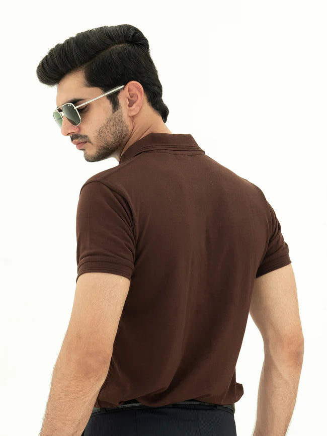 Basic Brown Polo Shirt For Men