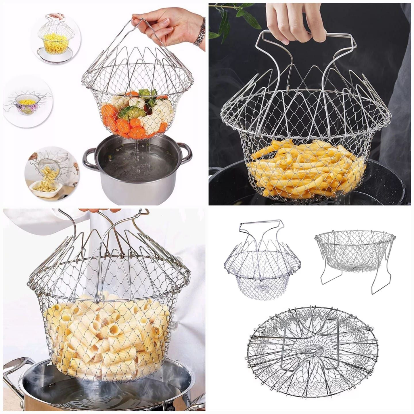 Foldable Chef Basket 12 in 1 Stainless Steel