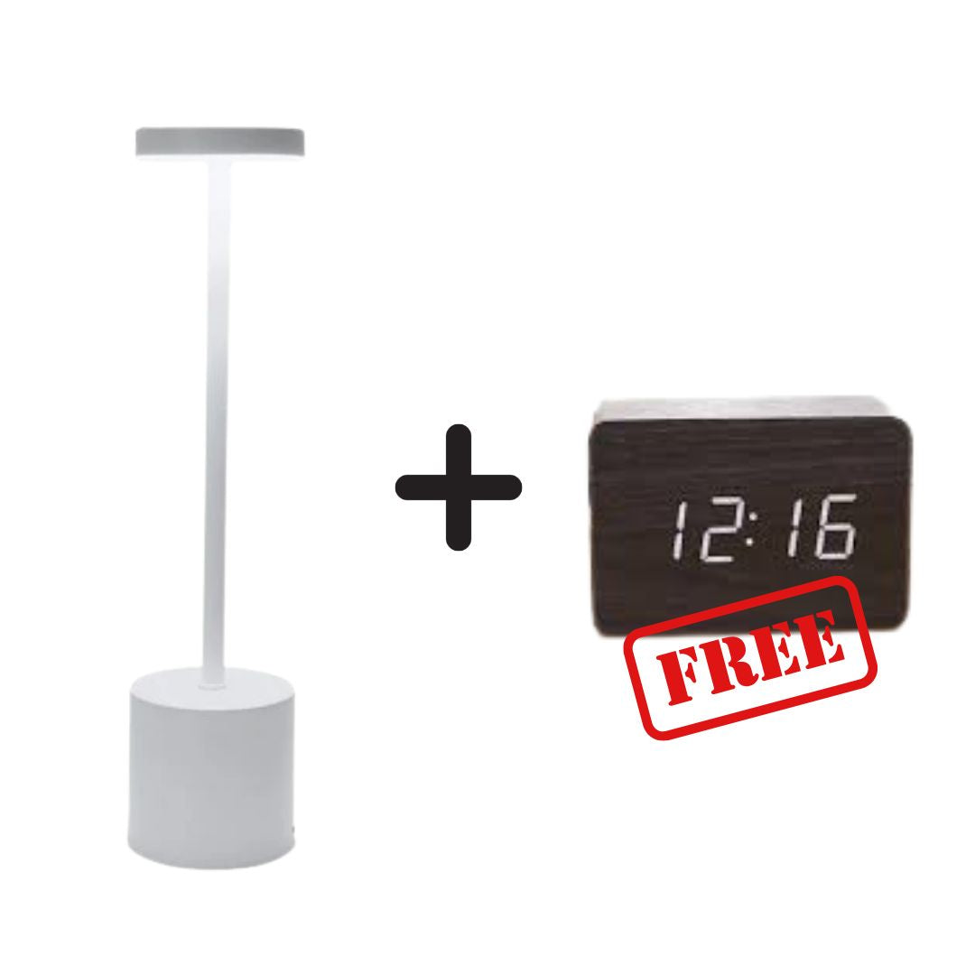 Buy 1 Modern LED Table Lamp & Get 1 Digital Alarm Clock FREE – Stylish Combo Deal