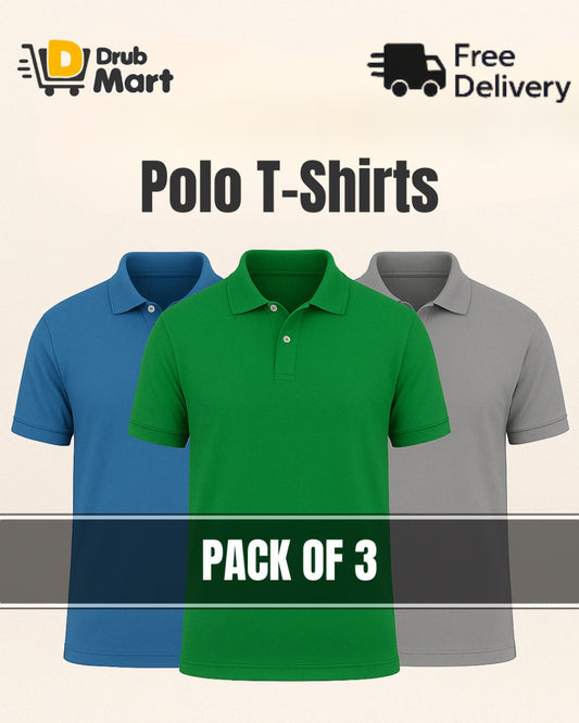 Pack of 3 - Polo Shirt For Men (Sprite Green, Turkish Blue, Light Grey)