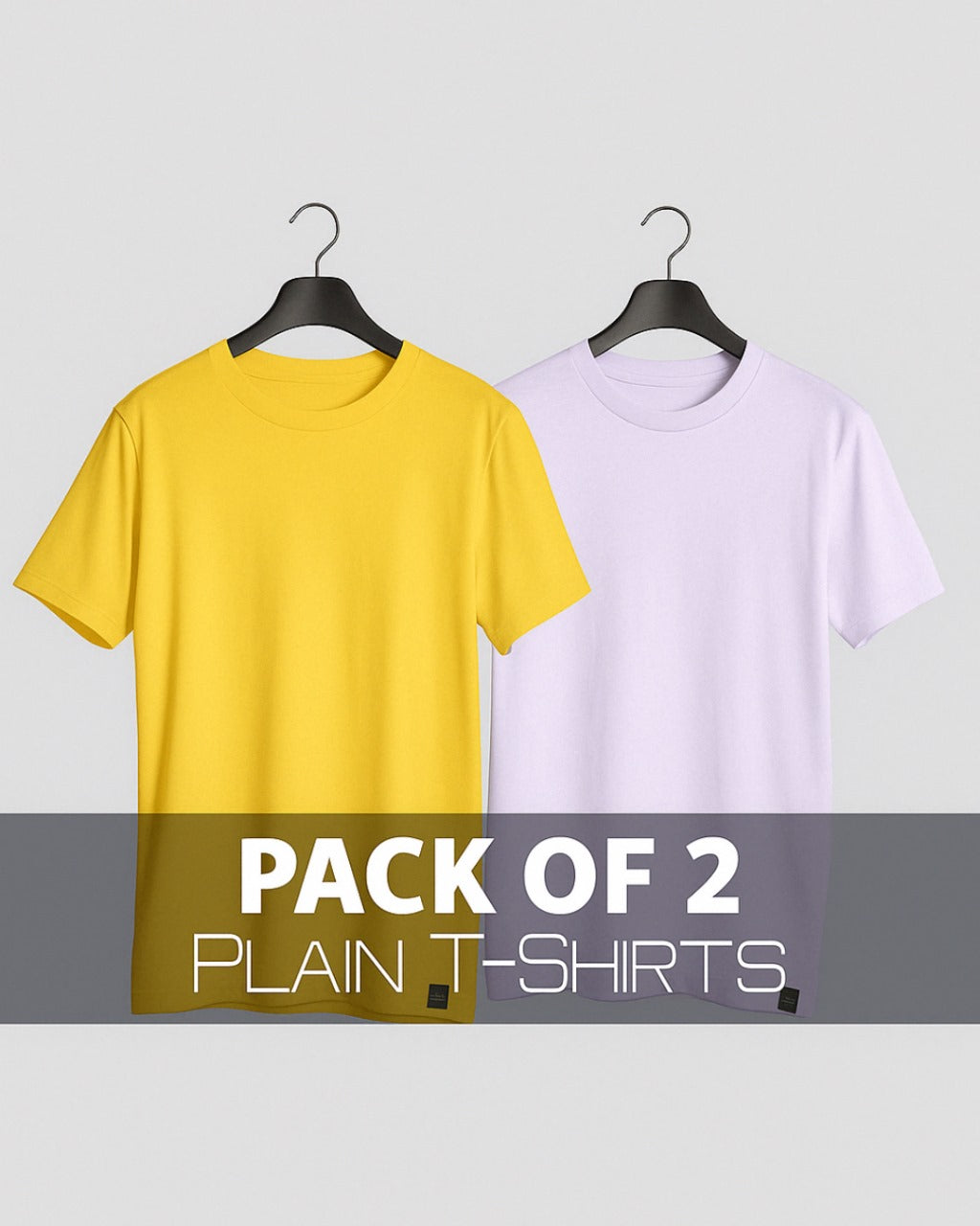Pack of 2 - Regular Fit T-Shirts (Yellow, Pink)