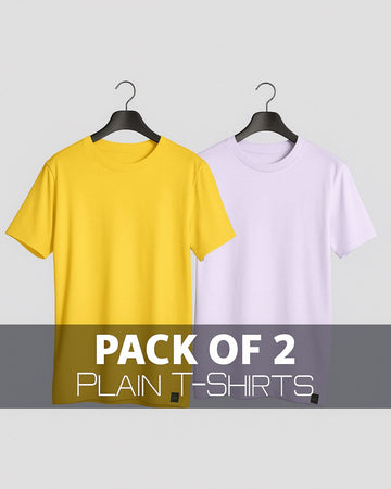 Pack of 2 - Regular Fit T-Shirts (Yellow, Pink)
