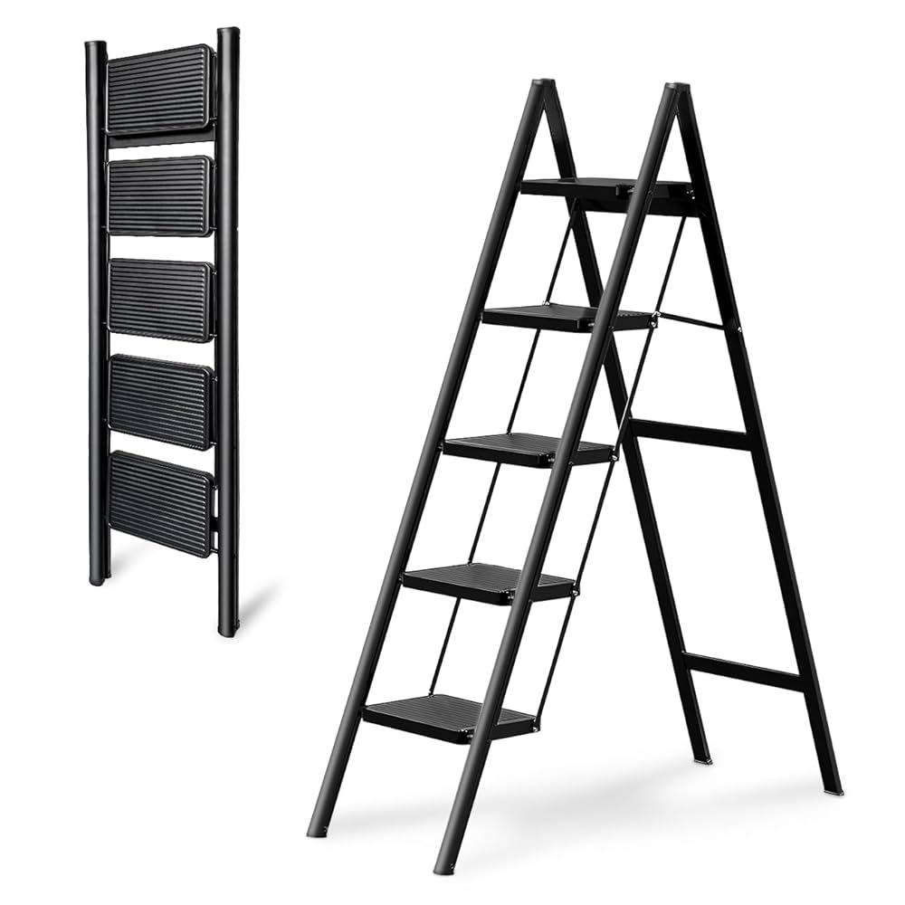 StepUp Max Heavy-Duty Foldable Ladder – 5-Step Non-Slip Multipurpose