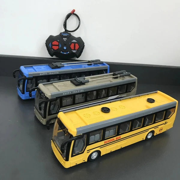 Rechargeable Remote Control School Bus Toy – 21cm Mini RC Bus with Lights & Battery (USB Charging)