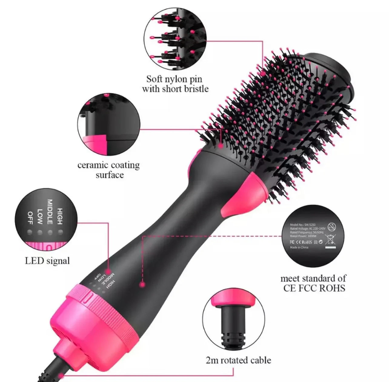 3 in 1 One Step Hot Air Brush (Straightener, Dryer, Curler)