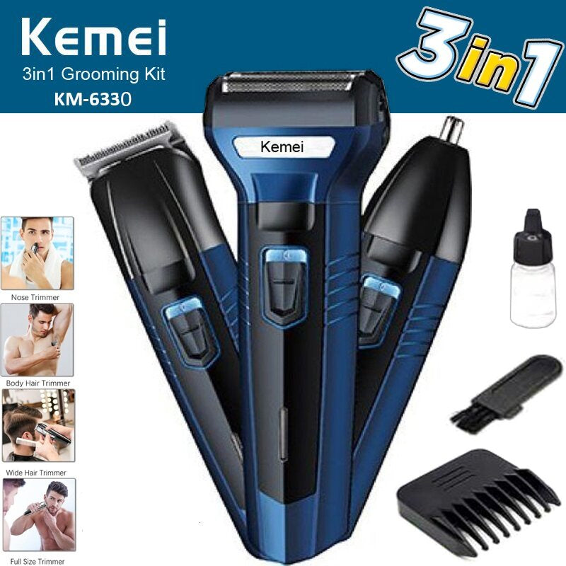 Kemei KM-6330 3 In 1 Professional Hair Trimmer Grooming Kit