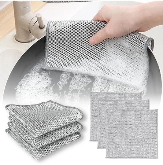 Pack of 10 Kitchen Steel Mesh Wire DisWasher Cleaning Cloth Piece