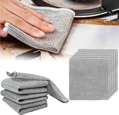 Pack of 10 Kitchen Steel Mesh Wire DisWasher Cleaning Cloth Piece