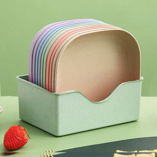 10-Piece Plastic Plates Set With Holder